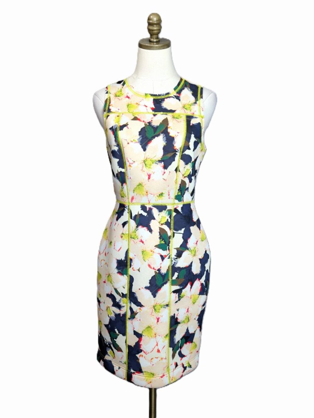NWT J Crew Floral Cove Surf Neoprene Dress 6 Vibrant Scuba Sheath Neon Piping